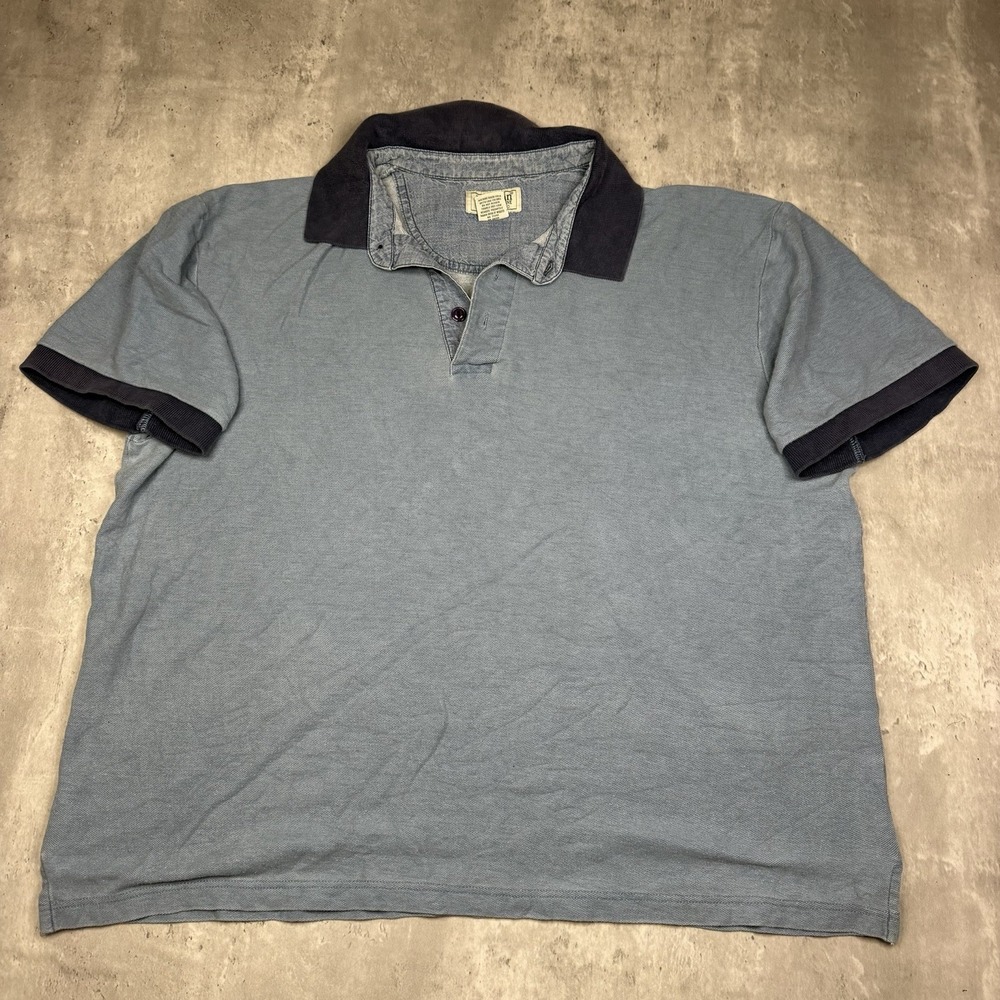 LL Bean Vintage Shirt Men's Large Blue Polo Casco Bay Golf Outdoors Collared